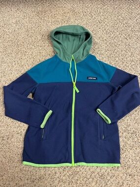 Lands' End Navy, Teal & Sage Green Zip Hoodie with Lime Trim